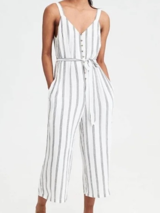 American Eagle Outfitters Pants - American Eagle Outfitters Black and White Striped Jumpsuit Size Meidum